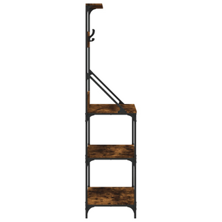 Baker's Rack with Hooks 4-Tier Smoked Oak Engineered Wood - Giant Lobelia