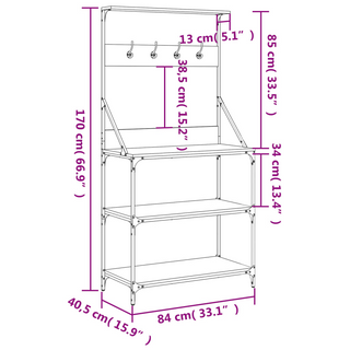 Baker's Rack with Hooks 4-Tier Smoked Oak Engineered Wood - Giant Lobelia