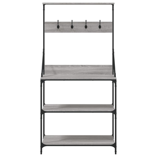 Baker's Rack with Hooks 4-Tier Grey Sonoma Engineered Wood - Giant Lobelia