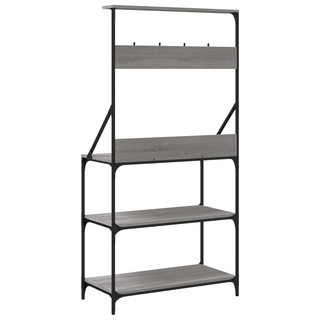 Baker's Rack with Hooks 4-Tier Grey Sonoma Engineered Wood - Giant Lobelia