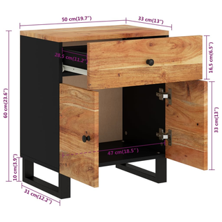 Bedside Cabinet 50x33x60 cm Solid Wood Acacia&Engineered Wood - Giant Lobelia