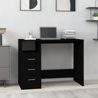 vidaXL Desk with Drawers Black 102x50x76 cm Engineered Wood - Giant Lobelia