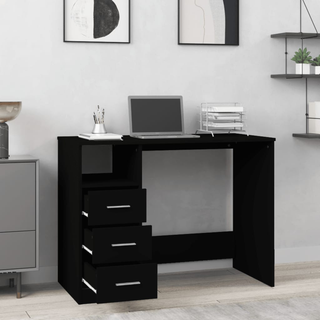 vidaXL Desk with Drawers Black 102x50x76 cm Engineered Wood - Giant Lobelia