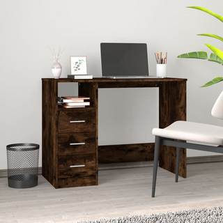 vidaXL Desk with Drawers Smoked Oak 102x50x76 cm Engineered Wood - Giant Lobelia