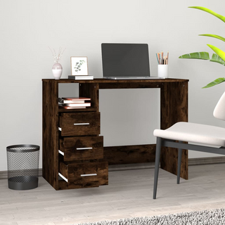 vidaXL Desk with Drawers Smoked Oak 102x50x76 cm Engineered Wood - Giant Lobelia