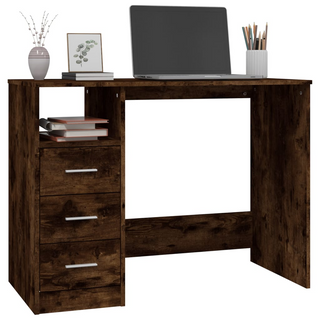 vidaXL Desk with Drawers Smoked Oak 102x50x76 cm Engineered Wood - Giant Lobelia