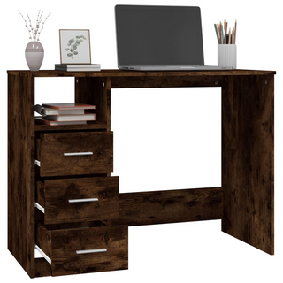 vidaXL Desk with Drawers Smoked Oak 102x50x76 cm Engineered Wood - Giant Lobelia