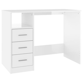 vidaXL Desk with Drawers High Gloss White 102x50x76 cm Engineered Wood - Giant Lobelia