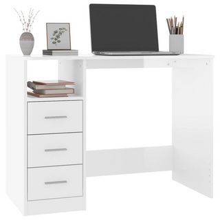 vidaXL Desk with Drawers High Gloss White 102x50x76 cm Engineered Wood - Giant Lobelia