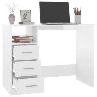 vidaXL Desk with Drawers High Gloss White 102x50x76 cm Engineered Wood - Giant Lobelia