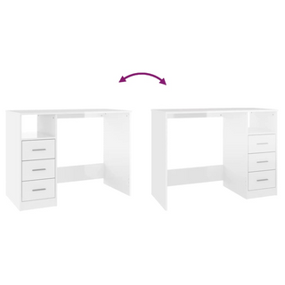 vidaXL Desk with Drawers High Gloss White 102x50x76 cm Engineered Wood - Giant Lobelia