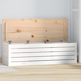 vidaXL Storage Box White 109x36.5x33 cm Solid Wood Pine - Giant Lobelia