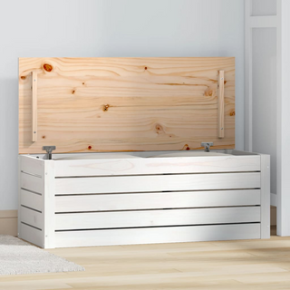 vidaXL Storage Box White 89x36.5x33 cm Solid Wood Pine - Giant Lobelia