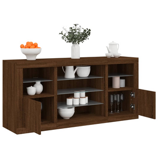 vidaXL Sideboard with LED Lights Brown Oak 142.5x37x67 cm - Giant Lobelia