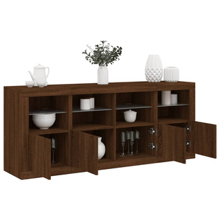 vidaXL Sideboard with LED Lights Brown Oak 163x37x67 cm - Giant Lobelia