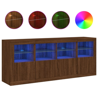 vidaXL Sideboard with LED Lights Brown Oak 163x37x67 cm - Giant Lobelia