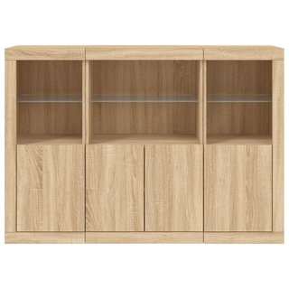 vidaXL Sideboards with LED Lights 3 pcs Sonoma Oak Engineered Wood - Giant Lobelia