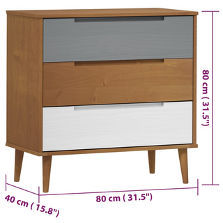 vidaXL Drawer Cabinet MOLDE Brown 80x40x80 cm Solid Wood Pine - Giant Lobelia