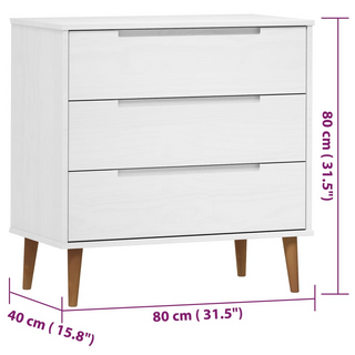 vidaXL Drawer Cabinet MOLDE White 80x40x80 cm Solid Wood Pine - Giant Lobelia