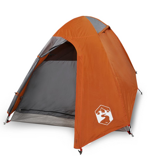 Camping Tent 2-Person Grey and Orange Waterproof - Giant Lobelia