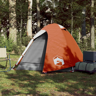 Camping Tent 2-Person Grey and Orange Waterproof - Giant Lobelia