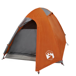 Camping Tent 2-Person Grey and Orange Waterproof - Giant Lobelia