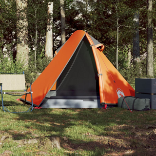 Camping Tent 2-Person Grey and Orange Waterproof - Giant Lobelia