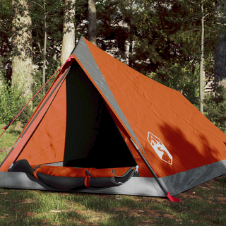 Camping Tent 2-Person Grey and Orange Waterproof - Giant Lobelia