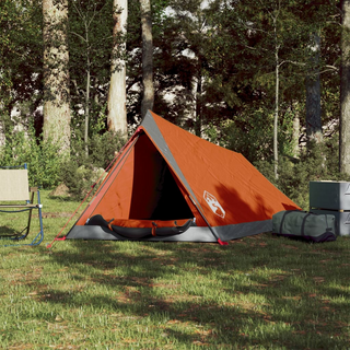 Camping Tent 2-Person Grey and Orange Waterproof - Giant Lobelia