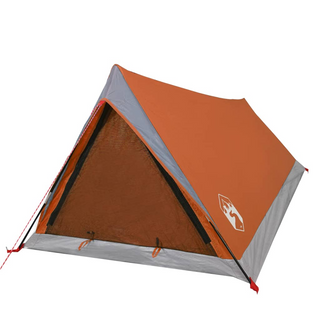 Camping Tent 2-Person Grey and Orange Waterproof - Giant Lobelia