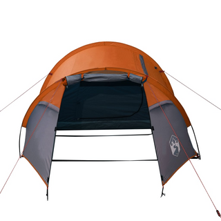 Camping Tent 3-Person Grey and Orange Waterproof - Giant Lobelia