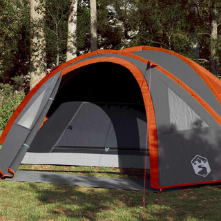 Camping Tent 4-Person Grey and Orange Waterproof - Giant Lobelia