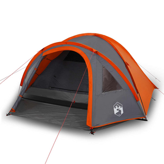 Camping Tent 4-Person Grey and Orange Waterproof - Giant Lobelia