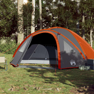 Camping Tent 4-Person Grey and Orange Waterproof - Giant Lobelia