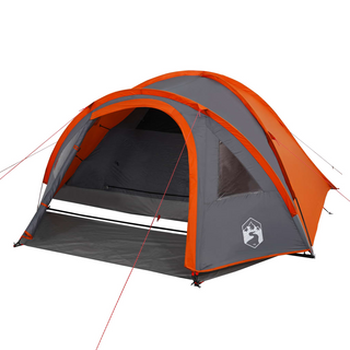 Camping Tent 4-Person Grey and Orange Waterproof - Giant Lobelia