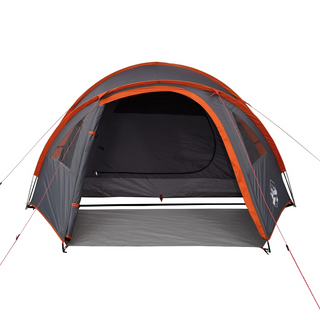 Camping Tent 4-Person Grey and Orange Waterproof - Giant Lobelia