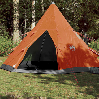 Camping Tent 4-Person Grey and Orange Waterproof - Giant Lobelia