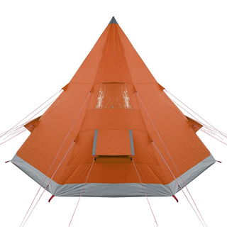 Camping Tent 4-Person Grey and Orange Waterproof - Giant Lobelia