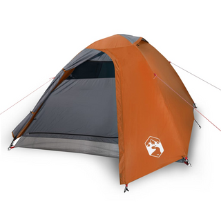 Camping Tent 2-Person Grey and Orange Waterproof - Giant Lobelia