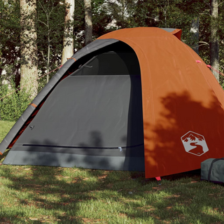 Camping Tent 4-Person Grey and Orange Waterproof - Giant Lobelia