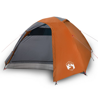 Camping Tent 4-Person Grey and Orange Waterproof - Giant Lobelia