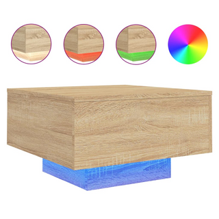 vidaXL Coffee Table with LED Lights Sonoma Oak 55x55x31 cm - Giant Lobelia