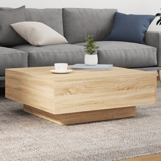 vidaXL Coffee Table with LED Lights Sonoma Oak 80x80x31 cm - Giant Lobelia