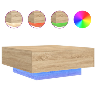 vidaXL Coffee Table with LED Lights Sonoma Oak 80x80x31 cm - Giant Lobelia