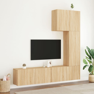 5 Piece TV Wall Units Sonoma Oak Engineered Wood - Giant Lobelia