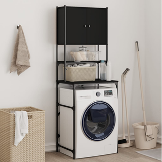 Washing Machine Cabinet Black 68x48.5x194 cm - Giant Lobelia