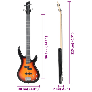 vidaXL Electric Bass Guitar for Beginner with Bag Brown and Black 4/4 46" - Giant Lobelia