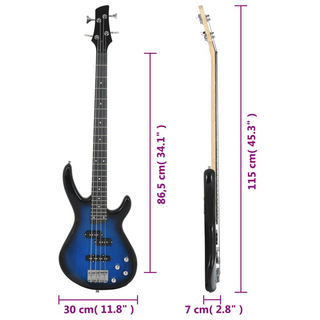 vidaXL Electric Bass Guitar for Beginner with Bag Blue and Black 4/4 46" - Giant Lobelia