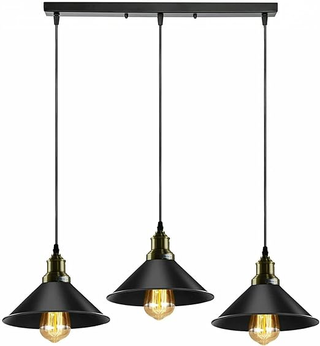 3 Light Black dustrial  Hanging Pendant Light ~5266 - Giant Lobelia