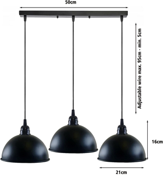 3 Light Black Ceiling Hanging Pendant Light ~5268 - Giant Lobelia